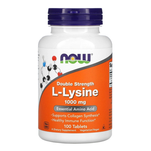 Now Foods L-lisina L Lysine Inmunidad 1000 Mg 100 Tabs Sfn Sabor Sin sabor