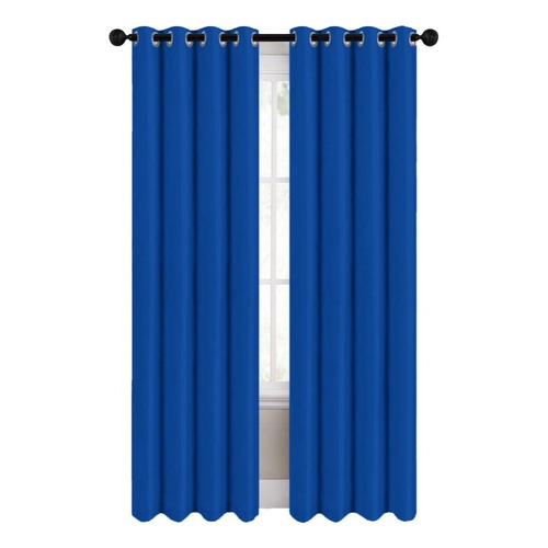 Cortinas Blackout 274cm Ancho X 213cm De Largo En 2 Paneles Color Azul rey