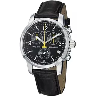 Relógio Tissot Prc200 T17.1.516.52 Preto Couro Cor Do Bisel Prateado