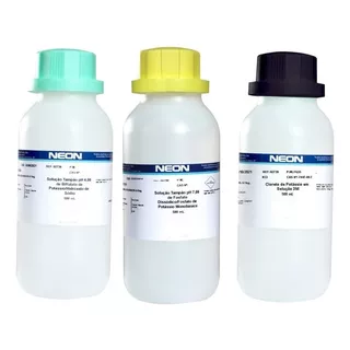 Kit Solução Tampão Phmetro Ph 4, 7, 10 E Kcl 3m 500 Ml Cada