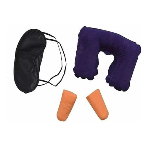 Set Viaje Almohada Cojín, Tapones Antifaz Descanso Color Al Azar