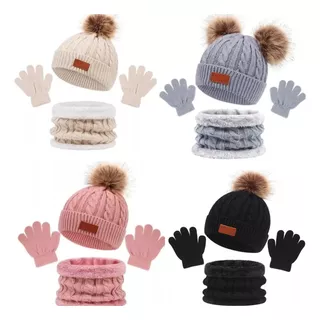 Kit 3 Peças Touca Cachecol Luva Frio Inverno Bebê Infantil