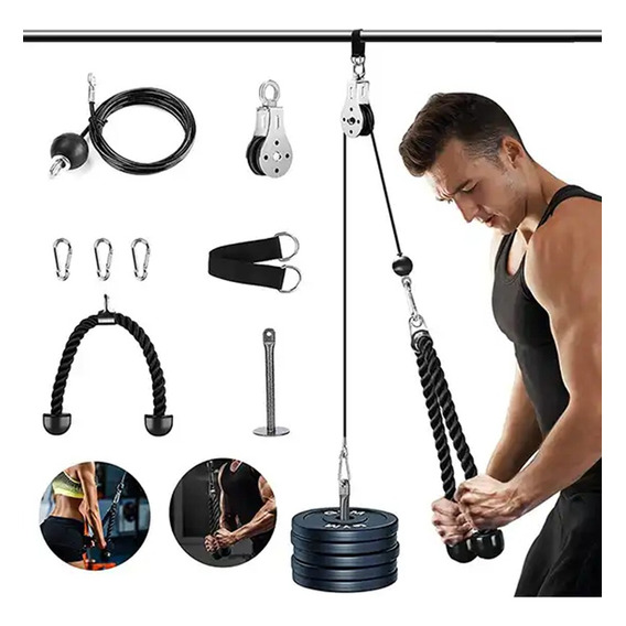 Set Polea Hogar Biceps/triceps +cuerda +cable +rueda +baston