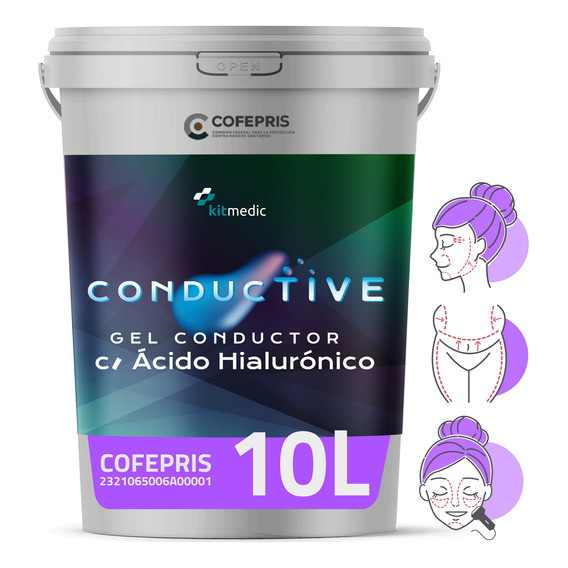 Gel Conductor Ácido Hialurónico Antiedad Facial Corporal 10l