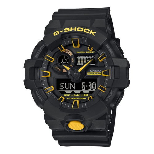 Reloj Casio G-shock Ga-700 Para Caballero Color de la correa Negro Color del bisel Negro Color del fondo Negro