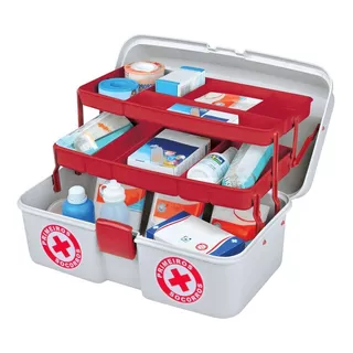 Caixa Emergência Kit Primeiros Socorros Mala Remédios Maleta Cor Branco