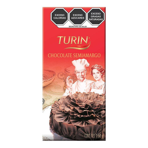 Barra De Chocolate Turin Chocolate Semiamargo 150g