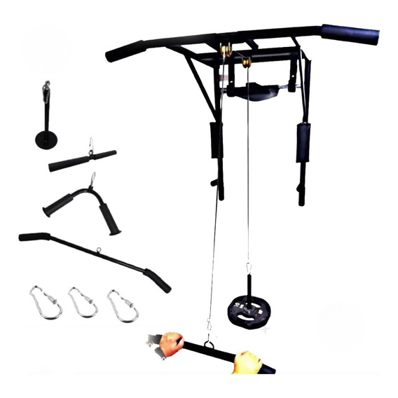 Kit Maquina Gimnasio Ejercicio Pesas Polea + Multi Barra