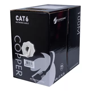 Atlanticswire Cable Utp Cu 100% Cobre Cat6 100mts 23awg Gris