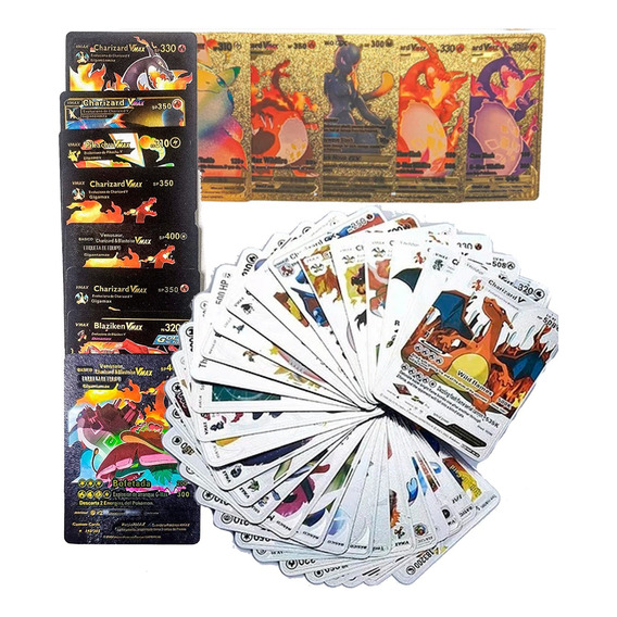 30 Cartas Pokémon 10 Doradas 10 Negras 10 Plateadas