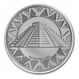 Moneda 1 Onza Plata Ley .999 Calendario Azteca-piramide