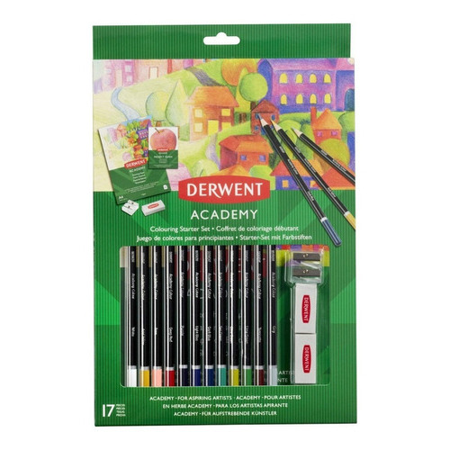 Set Inicio 12 Colores + Block Dibujo + Borradores Derwent