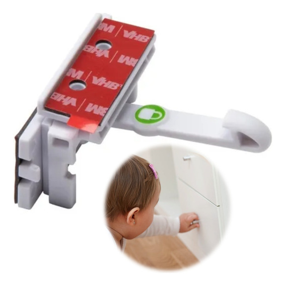 Traba De Seguridad Bebe Para Cajones Y Puertas Con Adhesivo