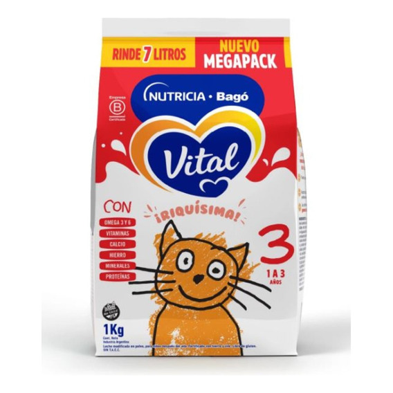 Nutricia Bagó Vital 3 leche de fórmula en polvo sin TACC en bolsa de 1kg 12 meses a 2 años