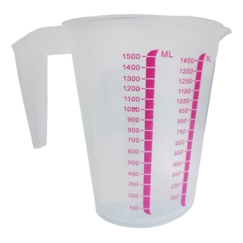 Jarra Medidora Plastica Grande 1500ml Cups Color Transparente