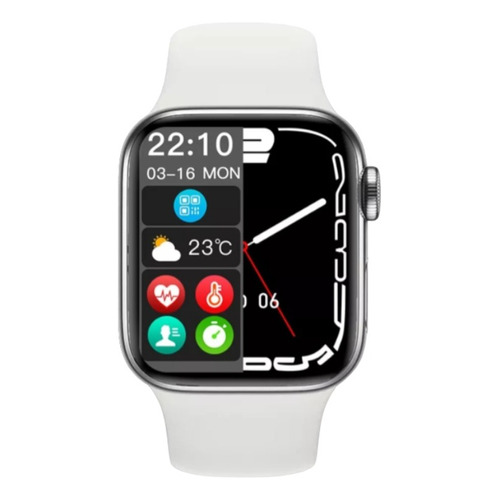 Reloj Inteligente Smartwatch 7 Resistente Al Agua Color de la caja Blanco Color de la correa Blanco Color del bisel Blanco Diseño de la correa Silicona