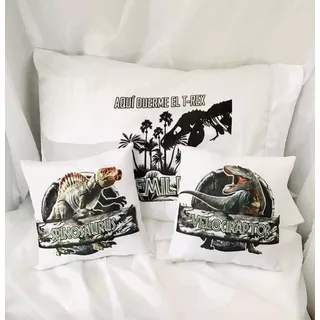 Funda Almohada + 2 Cojines Personalizados De Dinosaurios