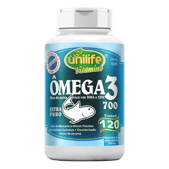  Omega 3 Unilife 700 - 120 Cápsulas Epa 390mg - Dha 244mg