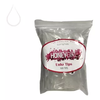 Unhas Tips Honey Girl Curvatura C Transparente 500 Unidades