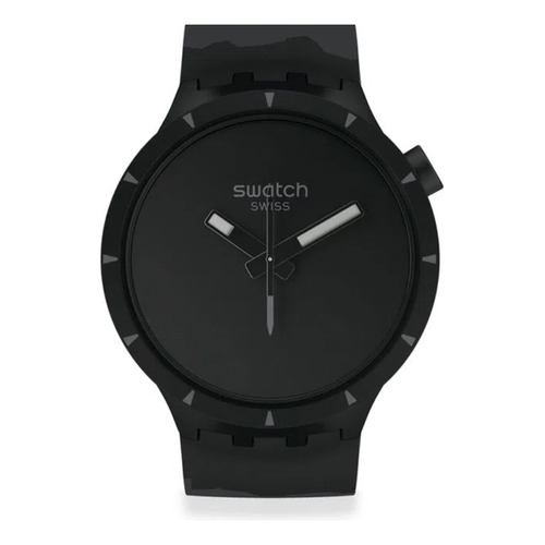 Reloj Swatch Sb03b110 Big Bold Bioceramic Basalt Color de la malla Negro Color del bisel Negro Color del fondo Negro