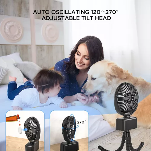 Ventilador silencioso de sobremesa, oscilante, 4 velocidades, función  turbo, iluminación LED, 60 W