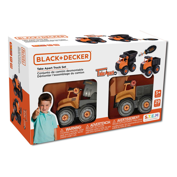 Kit 2 Camiones Y Destornillador Black+decker Take Apart Dot