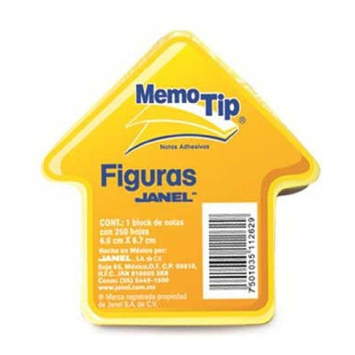 Notas Adhesivas Janel Memo Tip Figuras 3x3 C/250 Figura Flecha