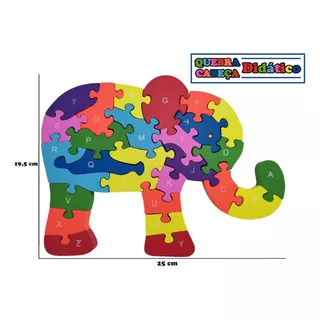 Quebra-cabeçá Didático Elefante - Alfabeto E Números Até 26
