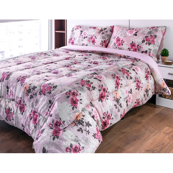 Acolchado Edredon 2 Plazas Y 1/2 Estampados Reversibles