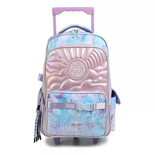 Mochila Primaria 18p Carrito Chimola Relieve 3 Ruedas Escola