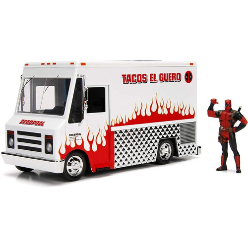 Deadpool Foodtruck Camion Tacos Die Cast 1:24 Jada Palermo Color Blanco