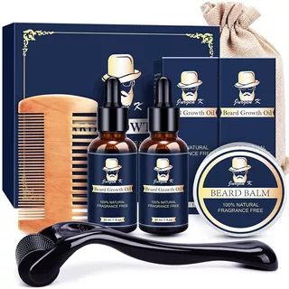 Kit Crecimiento Barba Rodillo Derma Aceite Balsamos Peine