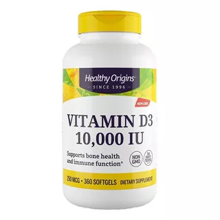 Suplemento Em Softgels Healthy Origins  Vitamin D3 10000 Iu Vitaminas Vitamin D3 10000 Iu Em Pote 360 Un