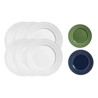 Juego De 6 Platos De Cerámica Para Postres Delicados, Color Blanco, Filete