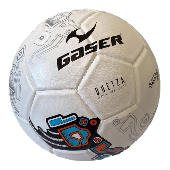 Pelota de fútbol Gaser Quetza nº 5 color blanco y negro y celeste