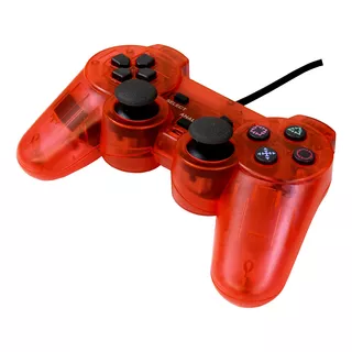 Control Alambrico Compatible Con Ps2 Y Ps1 Color Rojo