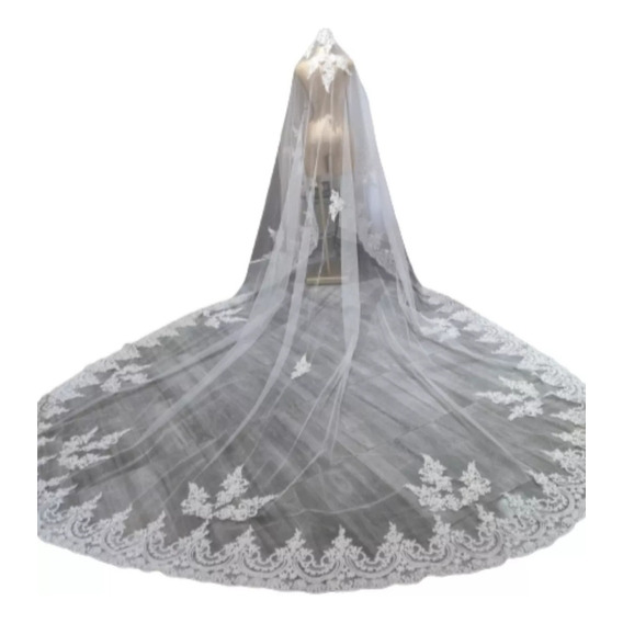 Velo Mantilla Para Novia De Encaje Completo 3.50 Mtrs