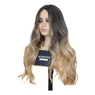 Peruca Loira Ombre 65cm Fibra Orgânica Igual Cabelo + Wig 