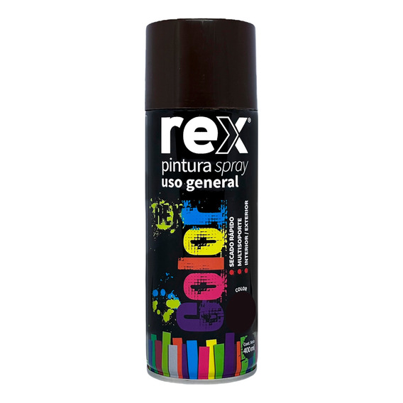 Pack 6 Pinturas Spray Negro Mate Rex 400 Ml Uso General