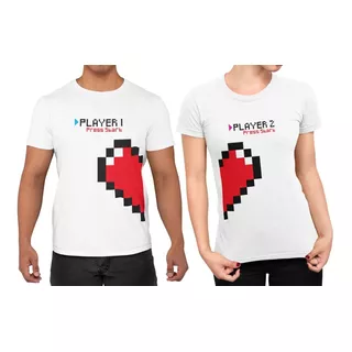 Playera Pareja Player 1-2 Novios/san Valentín/amor Y Amistad