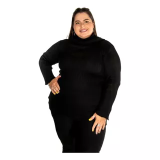 Blusa Plus Size Cacharrel Canelada Tricot Outono Inverno