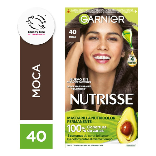 Kit De Tintura Permanente Nutrisse De Garnier Tono Tono 40 Moca