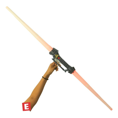 Espada Sable Luminoso Doble Con Luz Y Sonido Extensible 1,1m Color Rojo