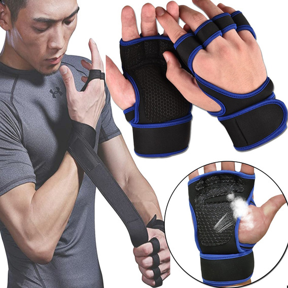 Guantes Con Muñequera Para Gimnasio Pesas Gym Deporte Hombre