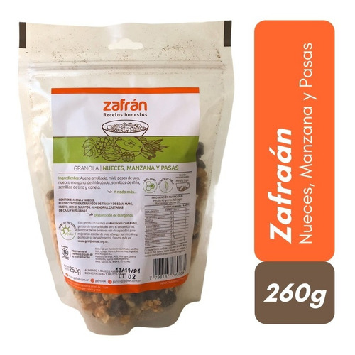 Granola Zafran Nueces, Manzana Y Pasas X 260 G Organico