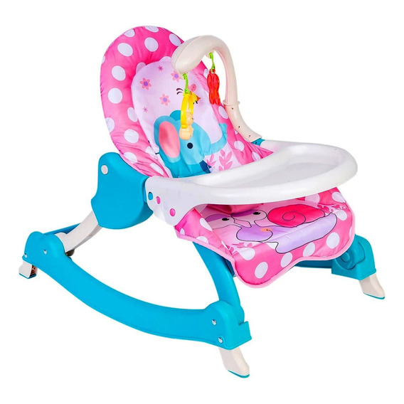 Silla Periquera Mecedora Para Bebé Aeiou Hb0129 Musical 3en1 Color Rosa Elefante