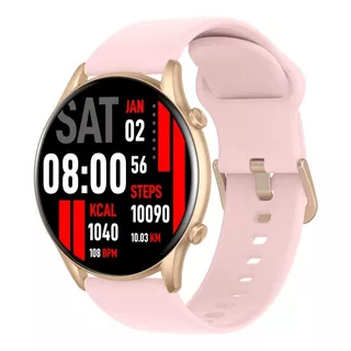 Smartwatch Reloj Kieslect Kr Rosa Llamadas Ip68 Full Color De La Caja Dorado Color Del Bisel Dorado