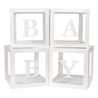 Caja Para Globos Cubo Baby Shower X 4 Unidades