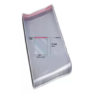 Paquete X500 Bolsas Transparente Solapa Adhesiva 7cm X 17cm 