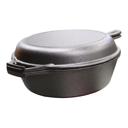 Horno Holandes Olla Sarten 2 En 1 Tipo Dutch Oven Hierro Color Negro